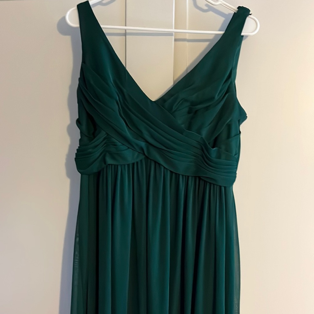 David’s bridal juniper long bridesmaid dress with cowl